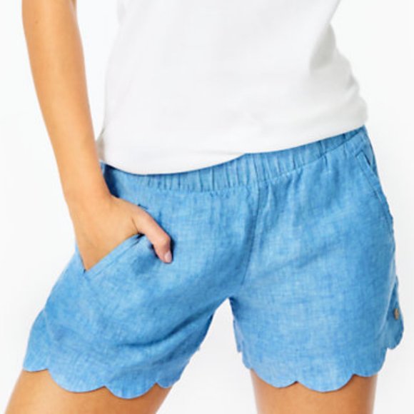 Lilly Pulitzer Pants - NWT.LILY PULITZER NWT LAGOON LINEN SCALLOPED HEM SHORTS